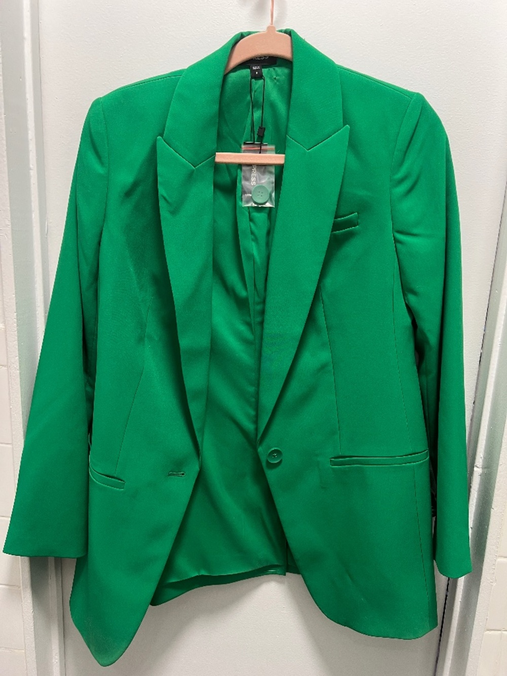 Express Green Boyfriend Blazer and Pleated Pants